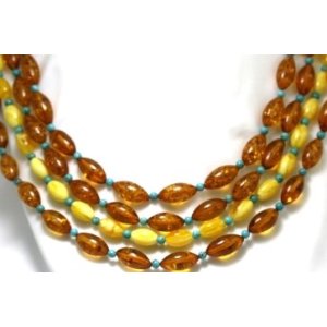 Indian jewelry - amber and turquoise necklace